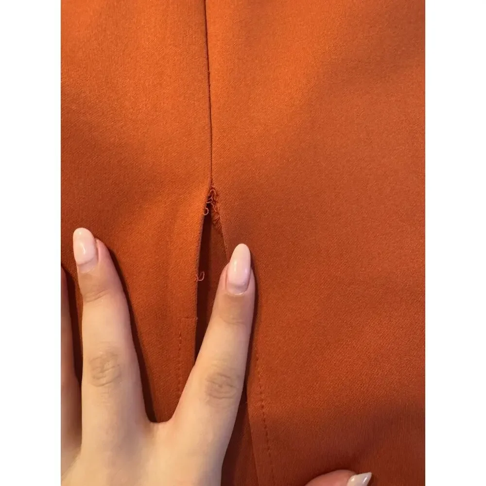 Asos Design Orange Strapless Midi Dress Satin Sculptural Women's Size 2 - Picture 8 of 9